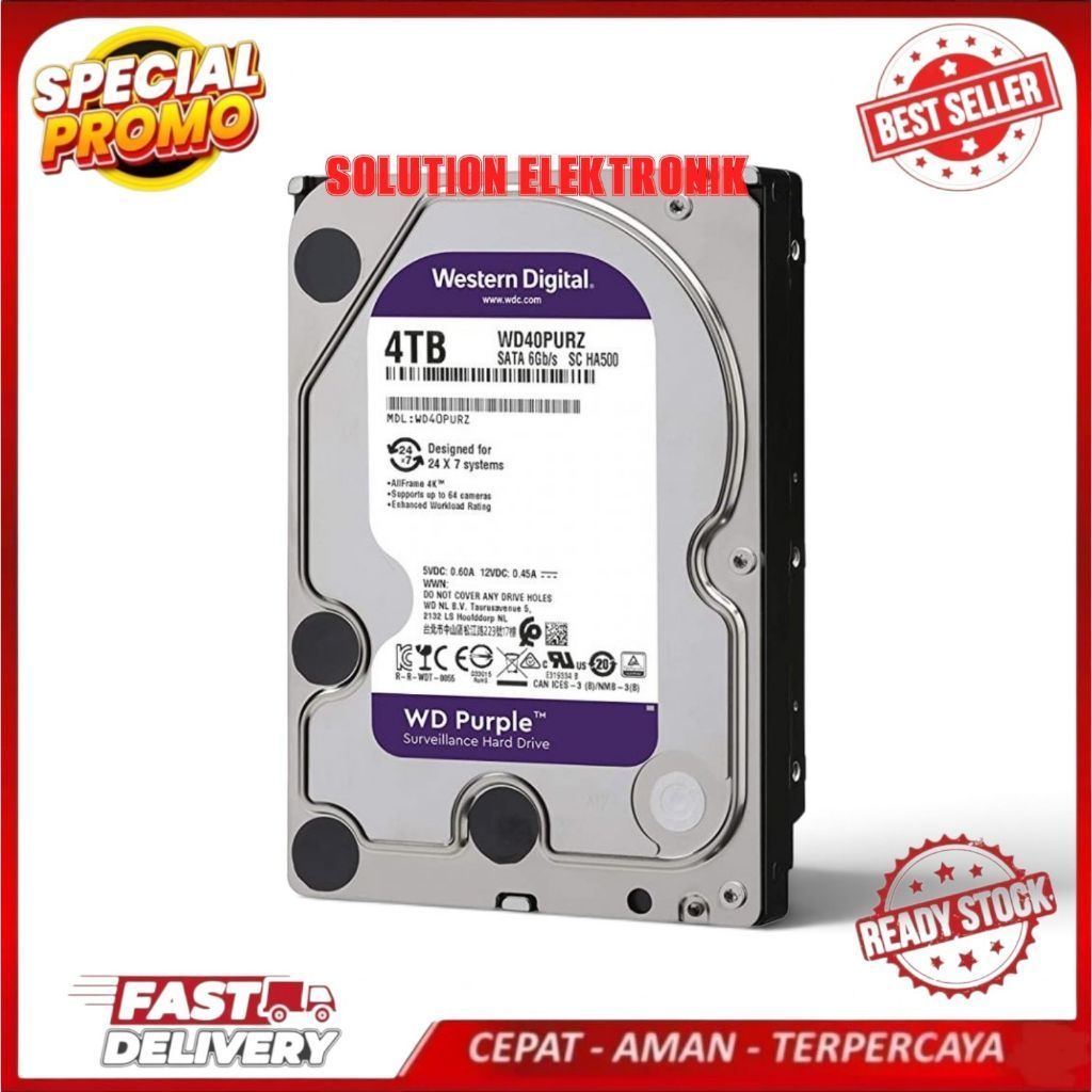 WD Purple 4TB / WD CCTV 4TB / WD Surveillance 4TB / WD Purple 4 TB / HDD/ HD/ Hardisk/ Harddisk