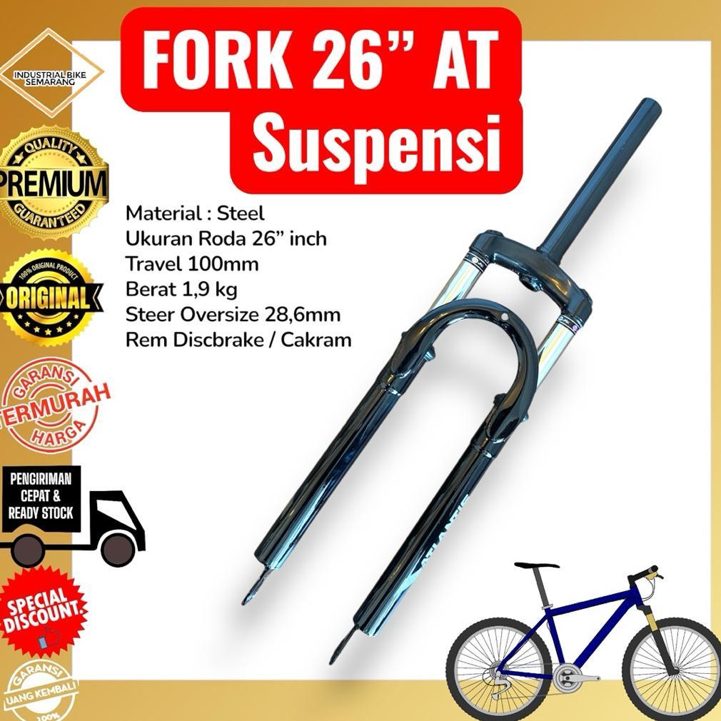 ( FORK AT 26 SUSPENSI ) Garpu Sepeda MTB 26 Inch Forks Depan Empuk Oversize Gunung Bicycle Fork