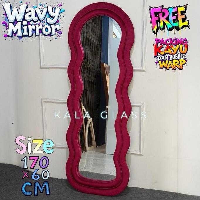 Cermin Wave Aesthetic /Standing Mirror Wavy / Standing Mirror Aesthetic Wave mirror/Standing Mirror