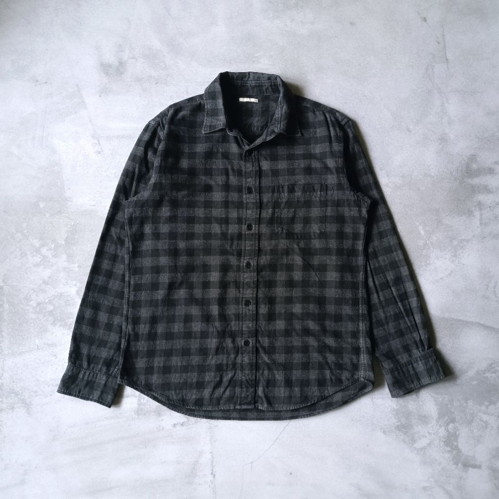 Kemeja Flannel Shirt Uniqlo Black