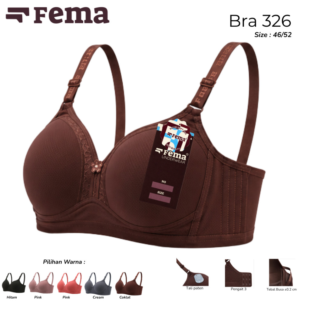 FEMA 1 pcs Bra 326 JUMBO Pori Pori Renda Atas
