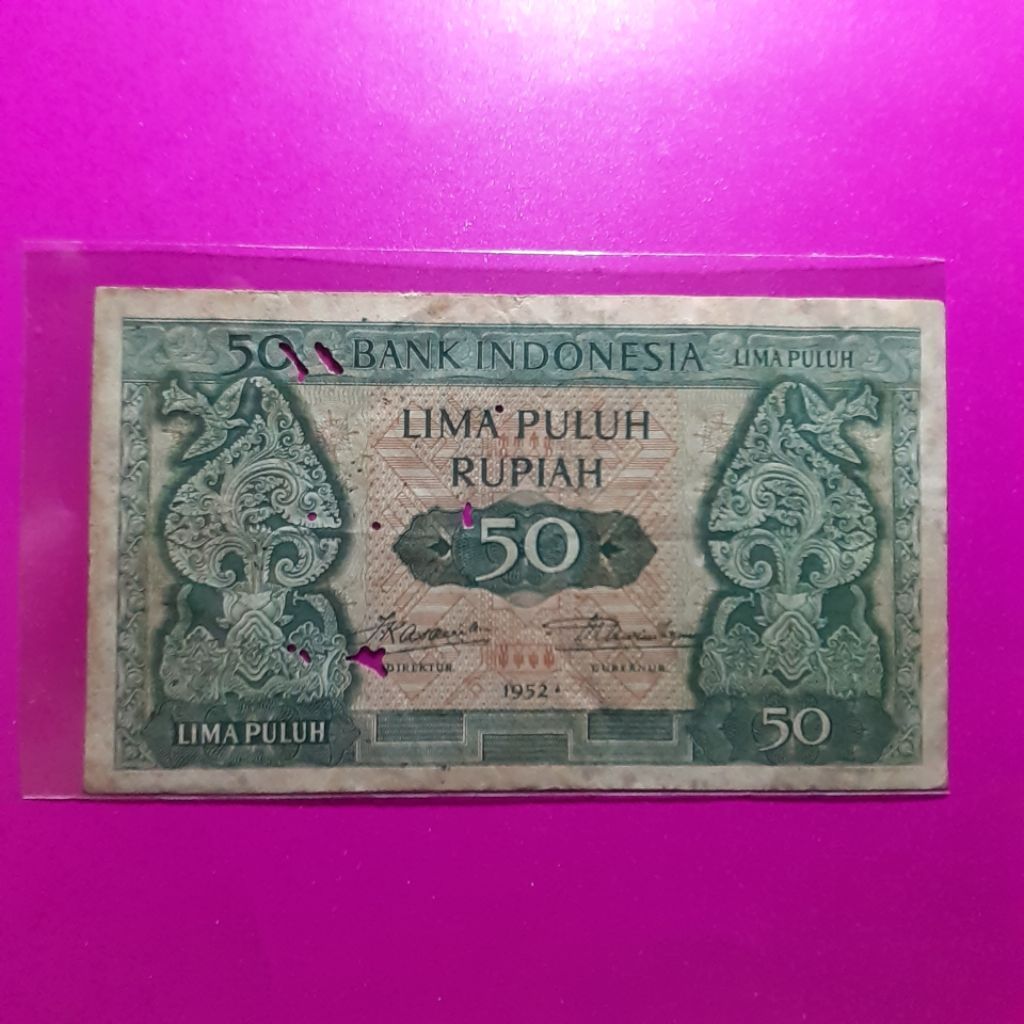 uang kuno 50 rupiah budaya tahun 1952