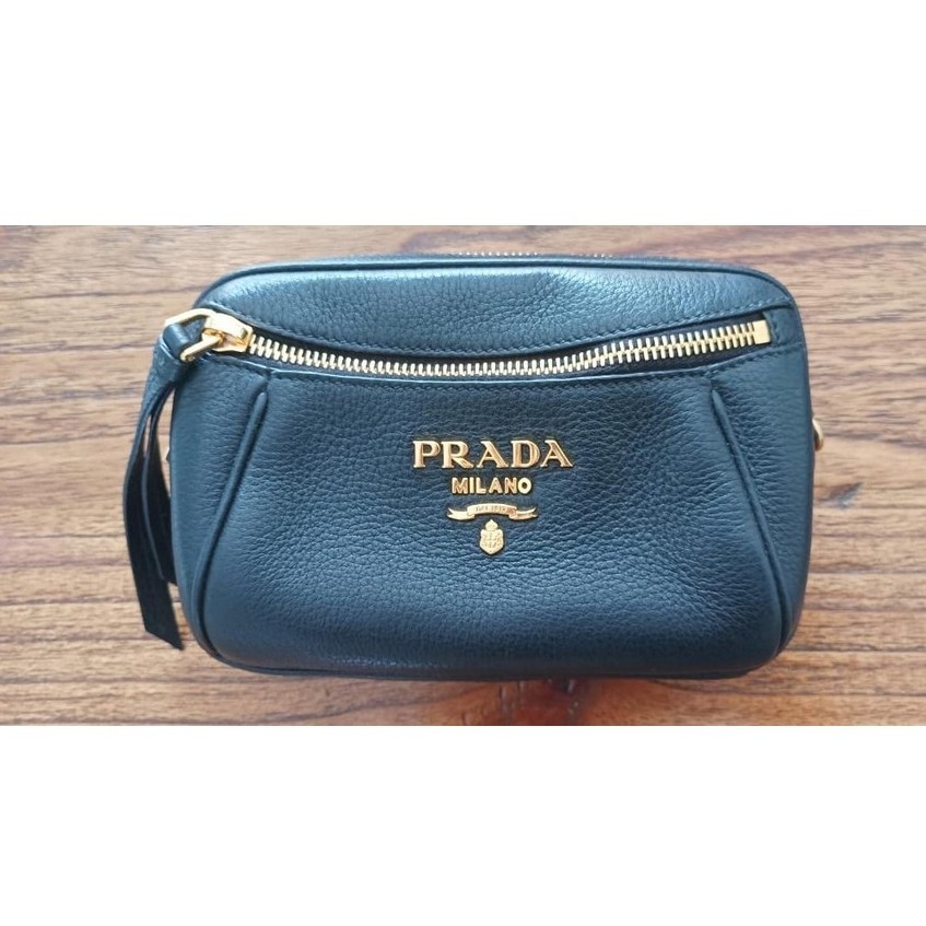 Prada black belt cross bag