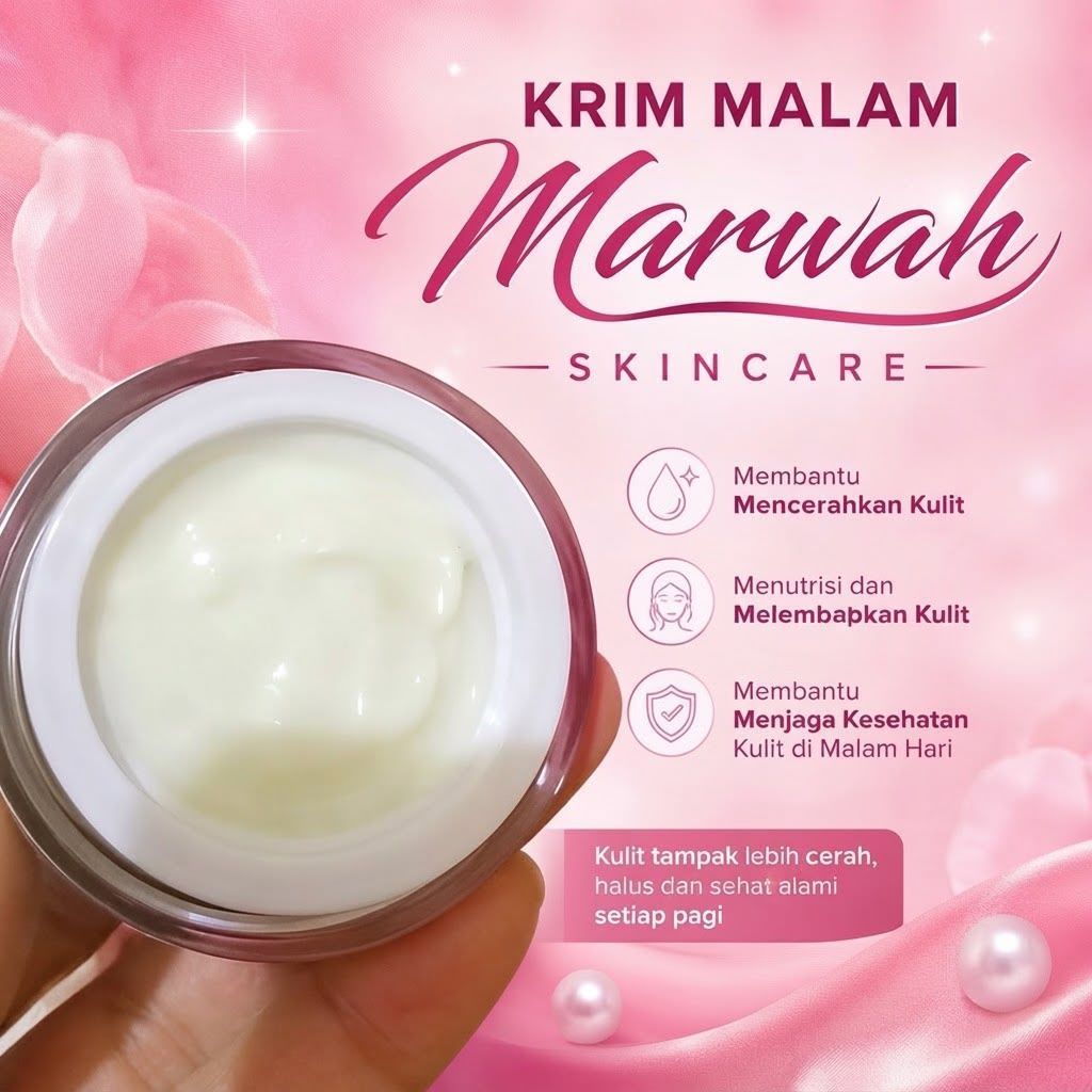 Krim malam klinik bpom marwah skincare malam platinum aging special diamond bright tea tree anti agi