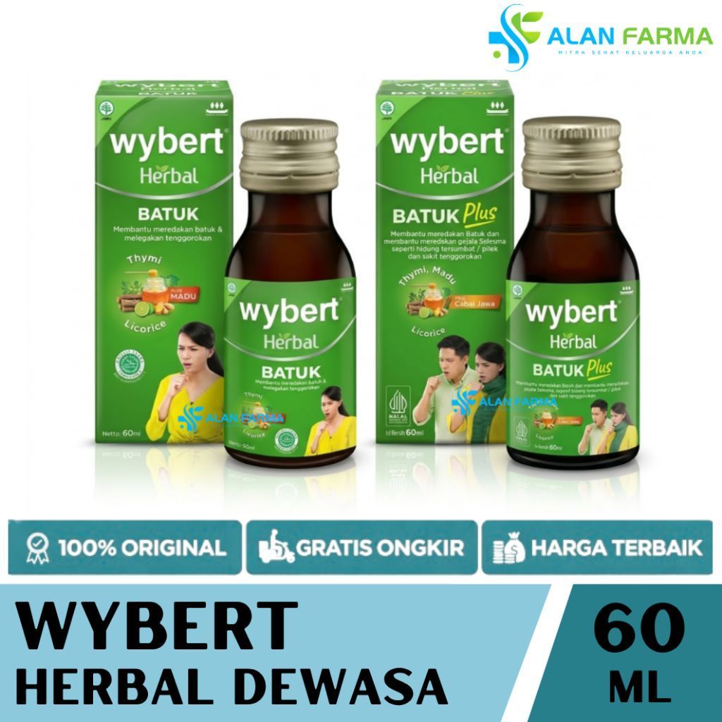 Wybert Herbal Batuk Plus 60 mL | Wybert Herbal Dewasa
