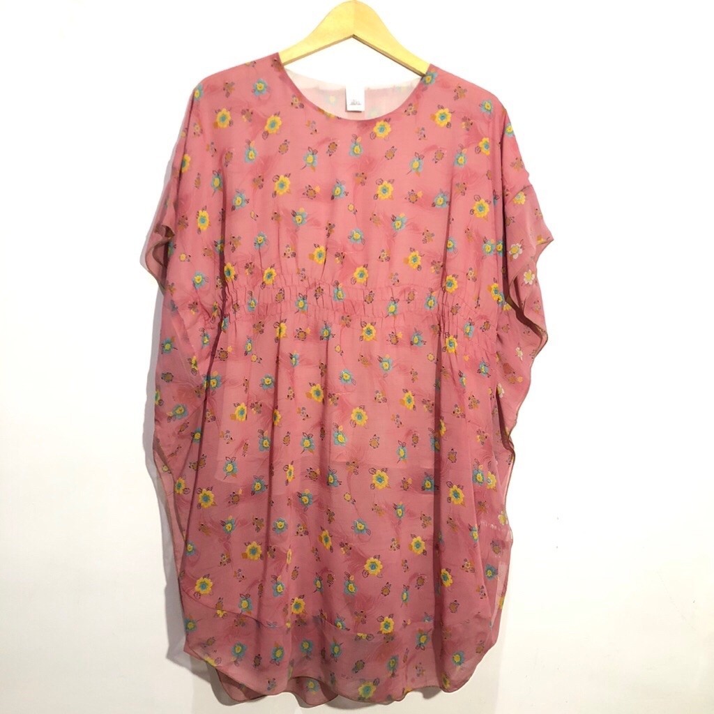 Blouse sifon oversize bohemian size XL LD 120 lengan batwings motif bunga sku 804