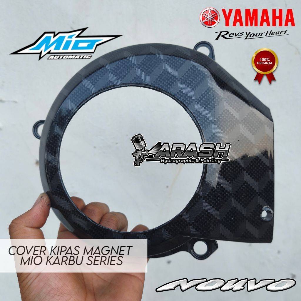 Cover Tutup Kipas Costum Coak untuk Spinner Nouvo Mio Sporty/Smile/soul Karbu Carbon WTP Motif Rubik