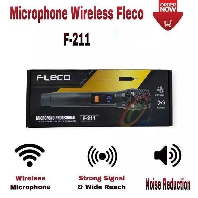 Microphone Wireless Karaoke Fleco F-211 Mic Single Tanpa Kabel - MIC single FLECO F-333 &  F-196 Den