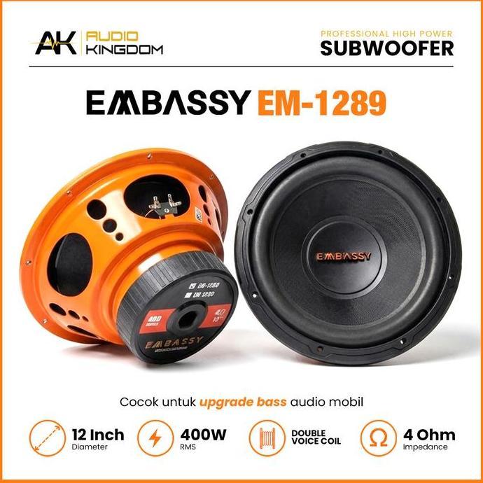 SPEAKER EMBASSY EM 1289 SPEAKER SUBWOOFER 12 INCH ORIGINAL