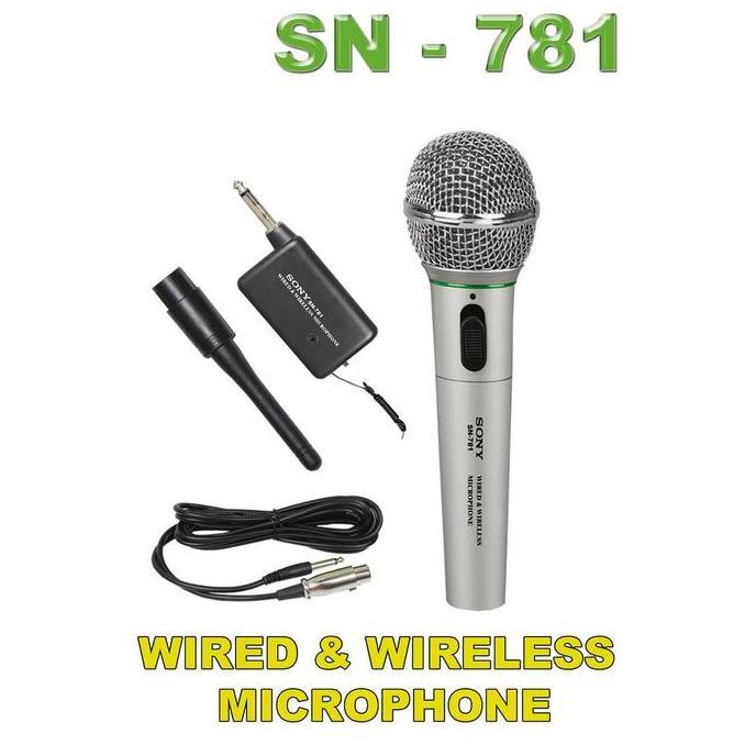 Microphone Sony 781 Mik Karaoke/Mikrofon/Mic Single Wireless dan Kabel