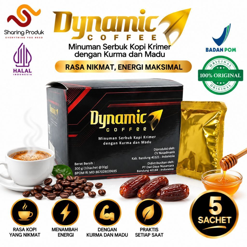 Kopi Dynamic Kurma & Madu Isi 5 | Kopi Sachet Eceran Praktis