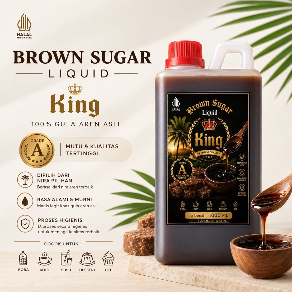 Brown sugar liquid Premium/Gula aren cair Kemasan 1000 gram kental dan nikmat