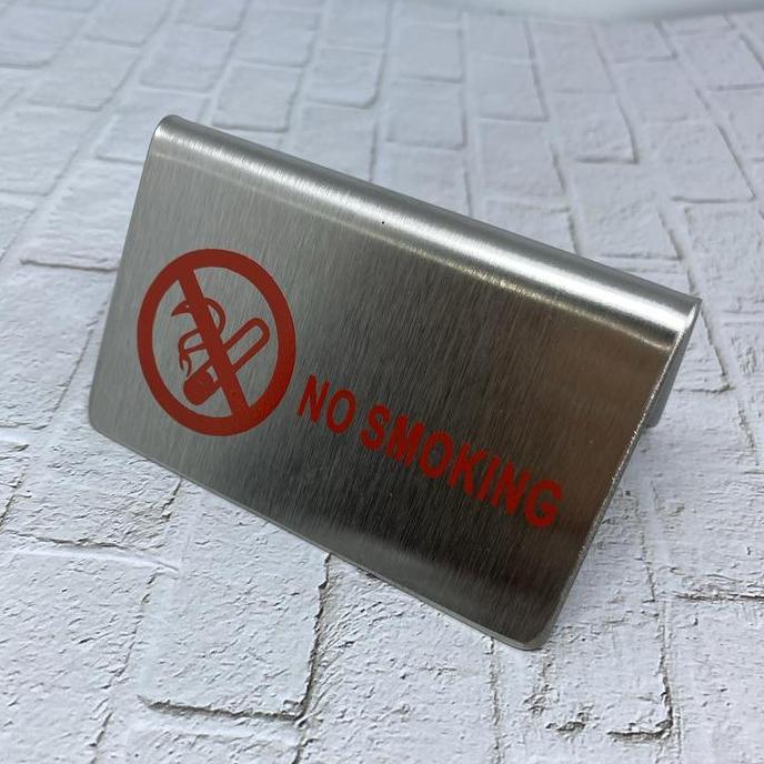No smoking sign plate plat dilarang merokok meja table besi stainless