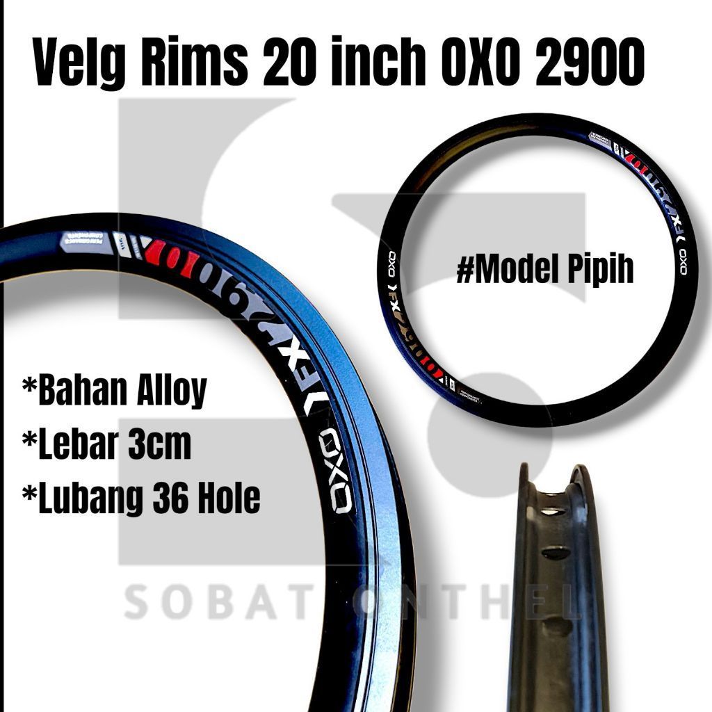 Velg Rims 20 Inch OXO 2900 3cm Model Pipih 36 Hole