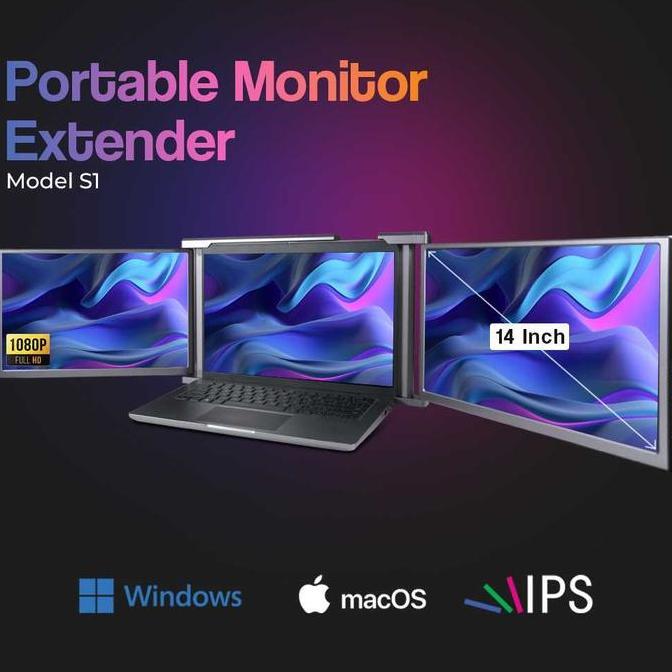 Aibecy Portable Monitor Dual Screen Extender 14 Inch IPS 60Hz 1080P - S1