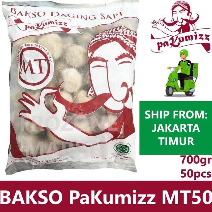 Food- Pakumizz Bakso Daging Sapi Mt Isi 50 Pcs @14G (700G) Baso Pak Kumis