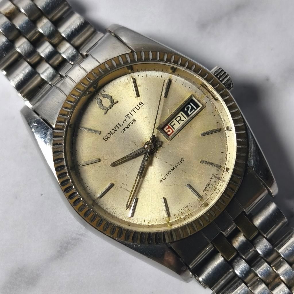 SOLVIL ET TITUS Geneve Day-Date 029003 Automatic - Jam Tangan Pria Vintage Original Antik Rare