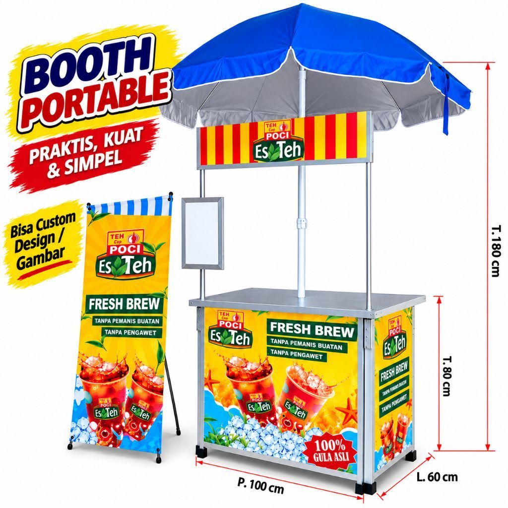 Booth Portable Teh Poci | Lengkap kuat dan Kokoh