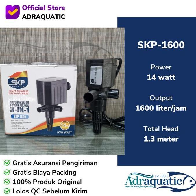 SKP-1600 POWER HEAD SUBMERSIBLE PUMP POMPA AIR CELUP FILTER AQUARIUM