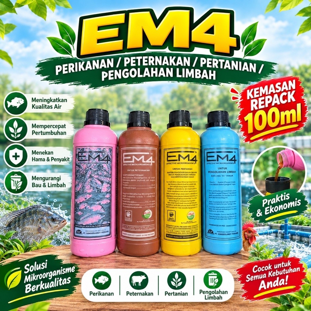 EM4 REPACK BOTOL 100ml EM4 Perikanan Peternakan Pertanian Limbah