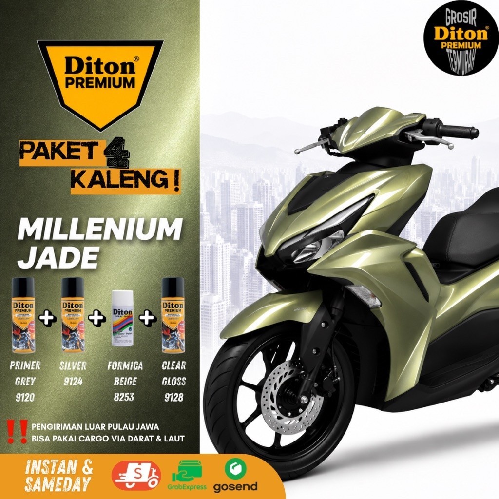 DITON PREMIUM | MILLENIUM JADE - PAKET 4 KALENG CAT MOTOR | CAT SEMPROT BODY MOTOR PRIMER SILVER BEI