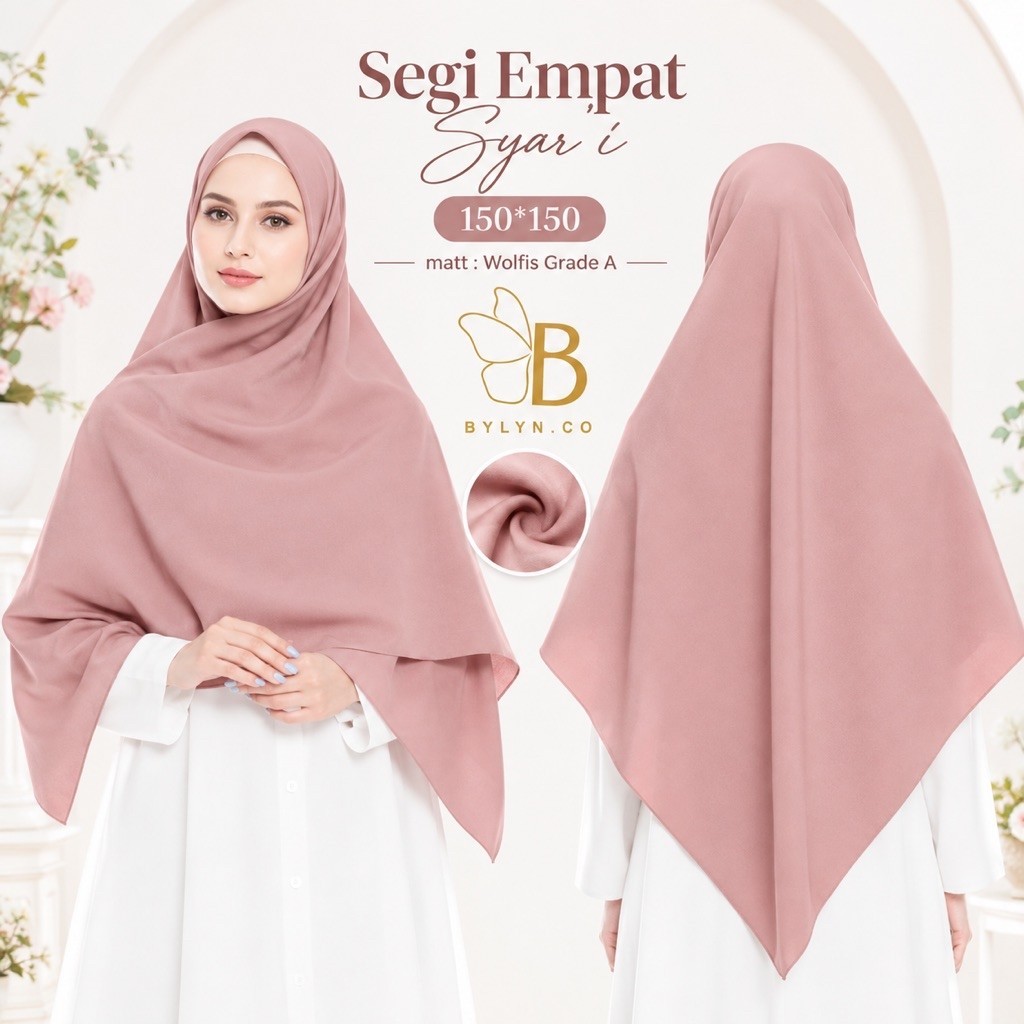 Hijab segi empat syar'i 150*150 Wolfis grade A premium - bylyn.co