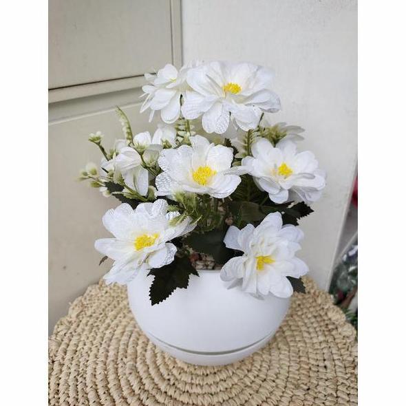 Ready bunga Dahlia artificial pot bola