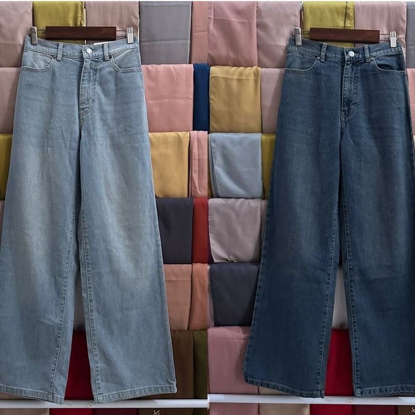 Celana Kulot jeans dust high loose jeans