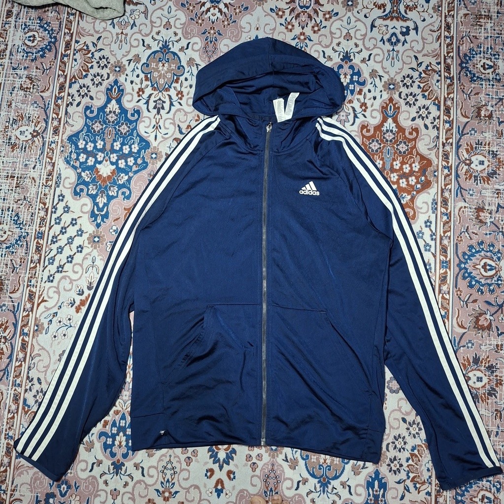 Jaket Tracktop Adidas hoodir navy biru original