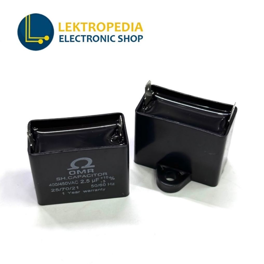 Kapasitor 2,5uf OMR SOKET 2 kaki 450v Kotak Kipas 2.5uf 2,5 2.5 uf AC 4 kaki