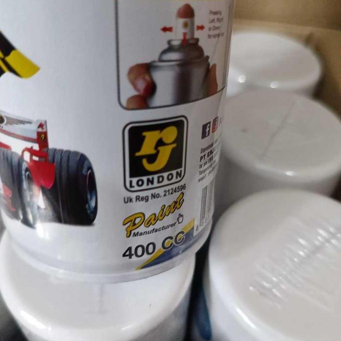 RJ LONDON BESAR 400CC (400ML) WARNA GLOSSY METALLIC DOFF PILOK PILOX CAT SEMPROT WARNA HITAM, PUTIH,