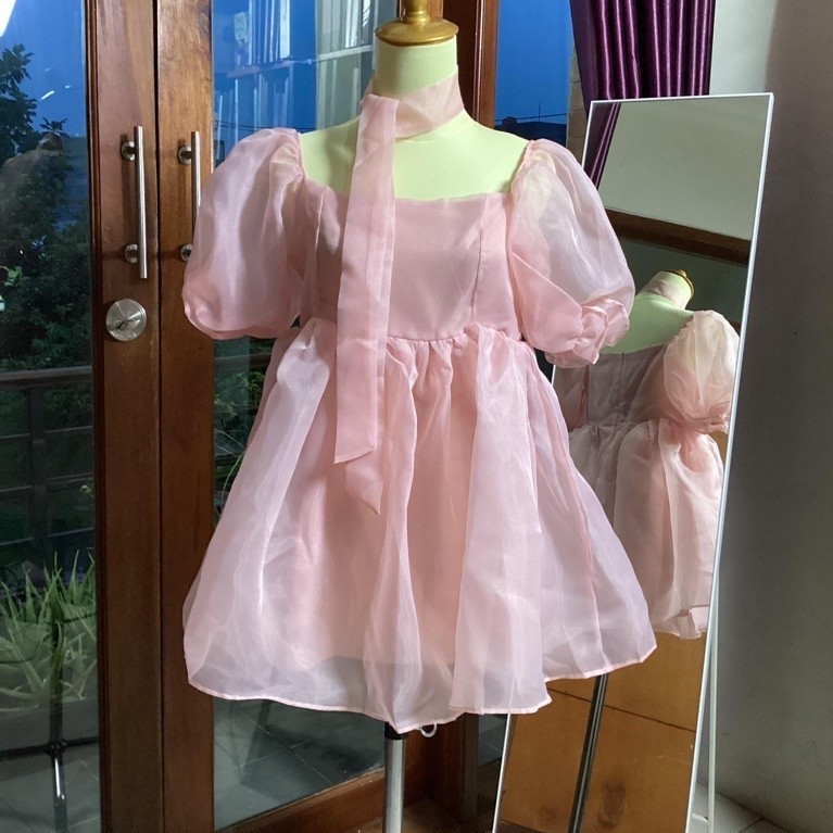 Dress Branded Babydoll Organza Satin Printed - Fairytale - H&M - Vera Wang