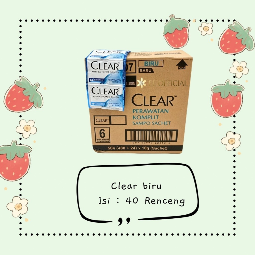 [ 1 KARTON ] SHAMPOO CLEAR BIRU PERAWATAN KOMPLIT SACHET RENCENGAN / SAMPO CLEAR BIRU / SHAMPOO CLEA