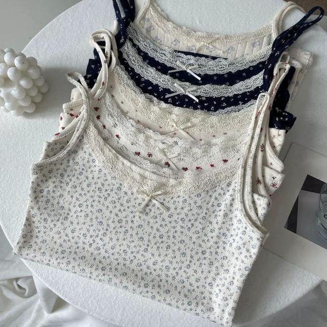 ONNA Atasan Bra Tanktop Wanita Tanpa Kawat Motif Lucu Bunga Beruang Full Cup BRA143