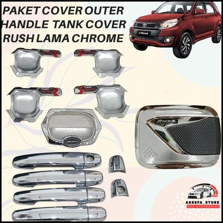 Paket Outer Handle Tank Cover Rush Terios Lama Chrome Aksesoris Mobil Pegangan Pintu Tangki Bensin 2