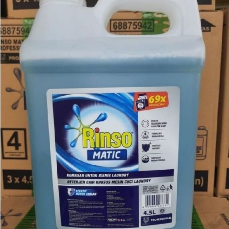 Deterjen Cair Rinso Matic 5 Liter - Wangi Segar, Hemat, Busa Banyak