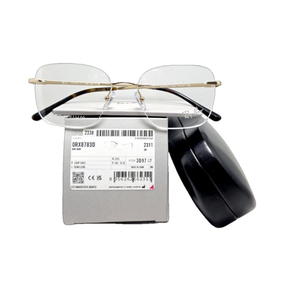 Frame Kacamata Rayban Rimless Rb8783D 1251 52-17-145 Light Gold Titanium Original