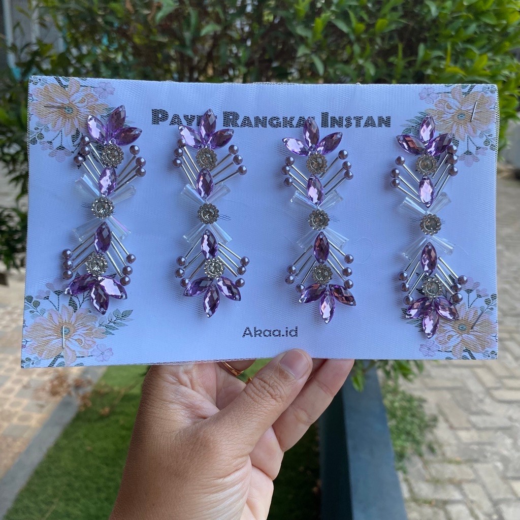 Aplikasi Payet Rangkai Instan Bunga Manik Kristal Dijahit Manual / Hiasan Kebaya Gamis Baju Pesta Pr
