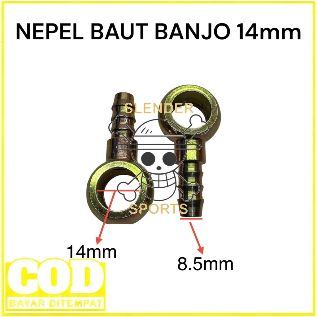NEPEL SELANG SOLAR 14mm - NEPEL RAKET - NEPEL JOINT - NEPEL BANJO 14mm