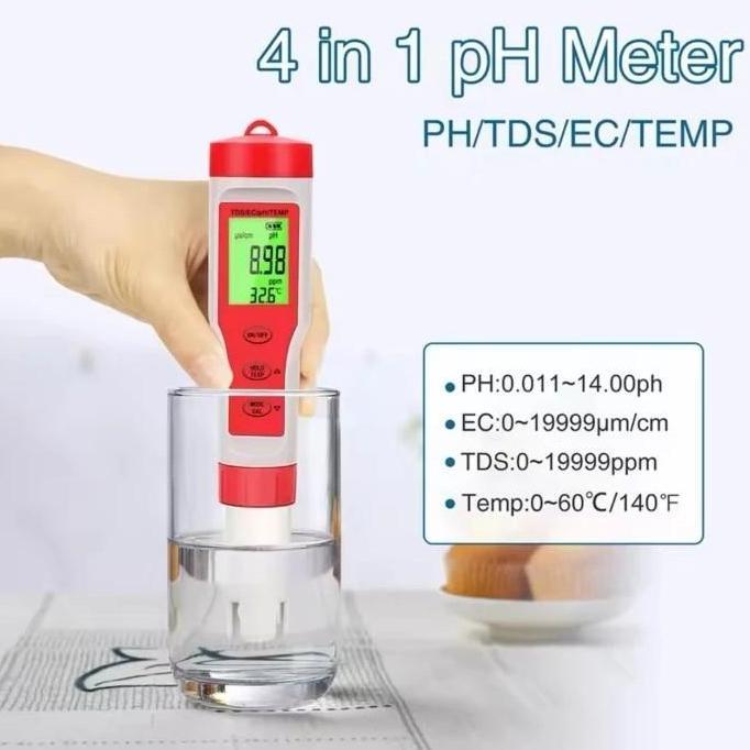 PH Meter 4 in 1 Water Quality Tester Dital LCD PH/TDS/EC/TEMP