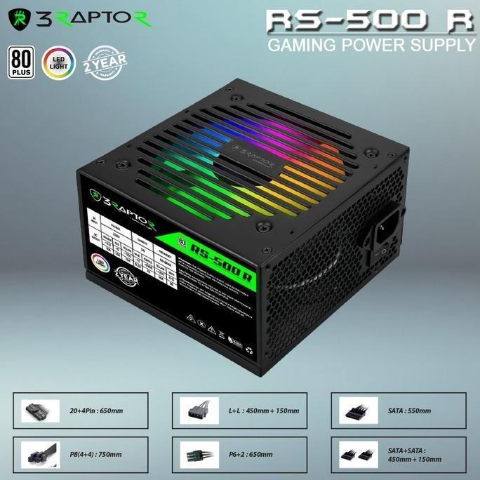 Power Supply Raptor RS-500R 500Watt RGB  PSU Raptor 500Watt RS500