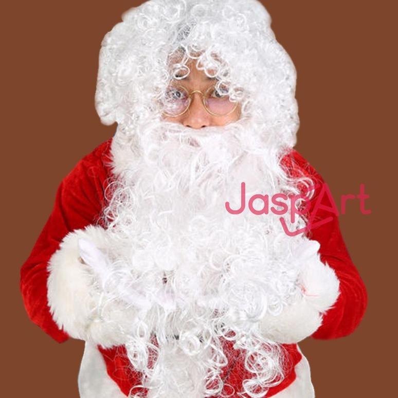 JENGGOT SANTA CLAUS JENGGOT PUTIH COSPLAY SANTA RAMBUT LEBAT WIG SANTA NATAL
