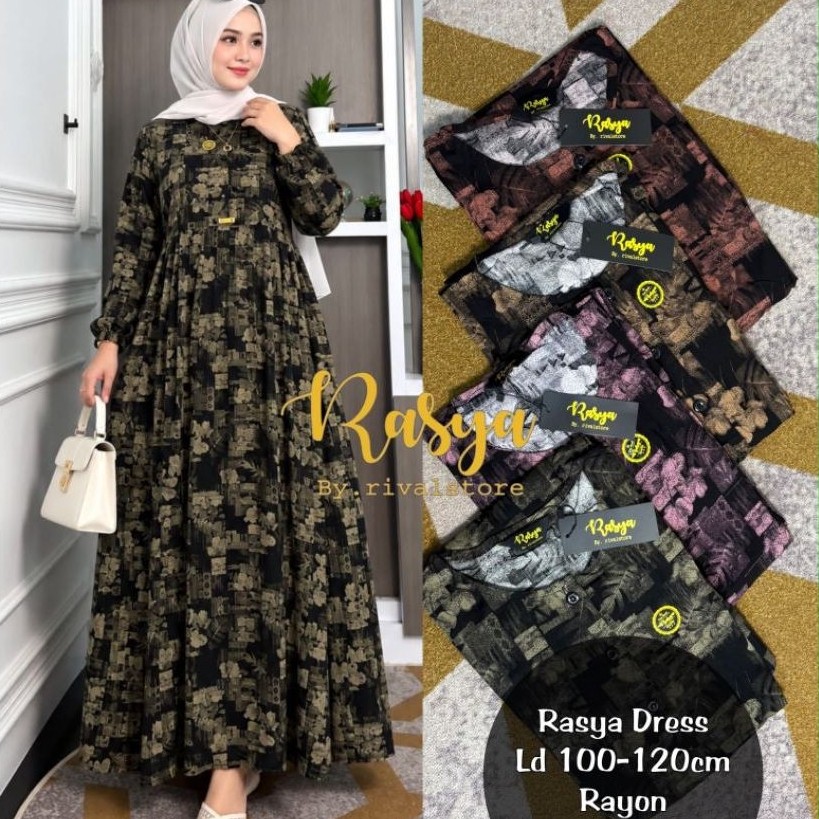 MIDI DRESS RAYON TWILL ARMANY MOTIF IMPORT BUNGA BUNGA RASYA