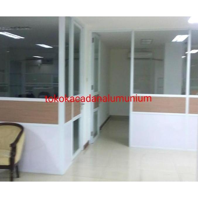 Partisi kantor alumunium kaca & pintu L partisi gipsum, partisi kaca