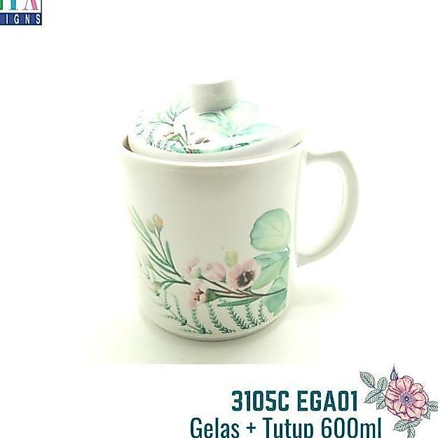 "'''] Gelas Mug Gagang + Tutup Jumbo Besar Melamin Onyx Minum Air Teh Kopi
