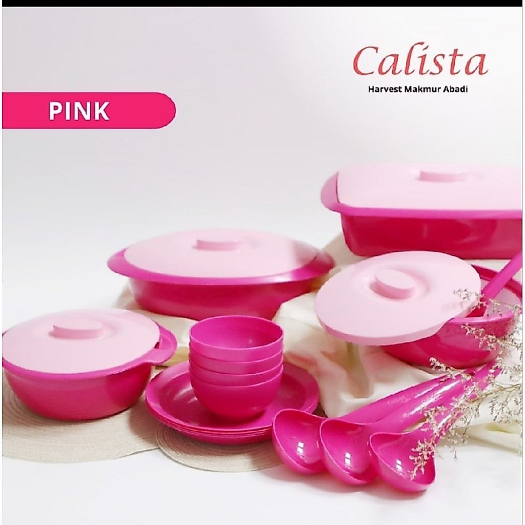 Set perlengkapan Makan Calista Wadah Saji set piringan plastik murah meriah pramanan orchid calista 