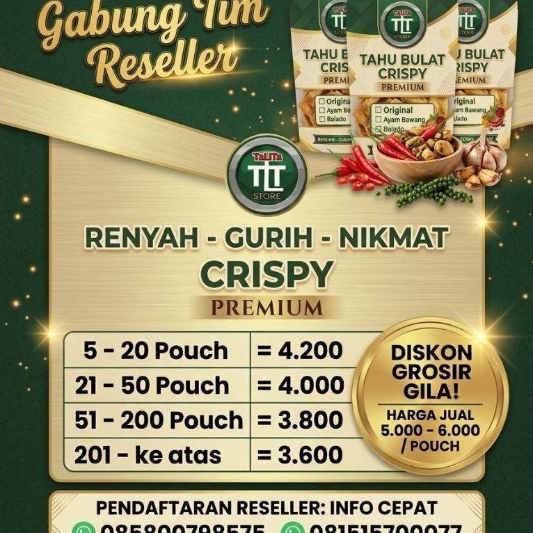 TAHU BULAT CRISPY MINI / SNACK KERING/ JAJAN KERING/ OLEH-OLEH KHAS/ KEKINIAN