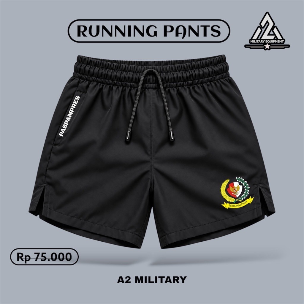 A2 - Celana Pendek Olahraga Running Short GYM Jogging Lari TNI