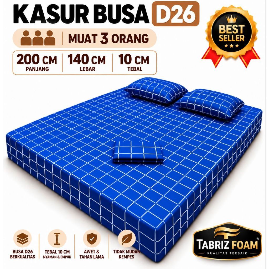 Kasur Busa d26 Murah 200x140x10 cm – Kasur Busa Muat 3 Orang Nyaman dan Berkualitas