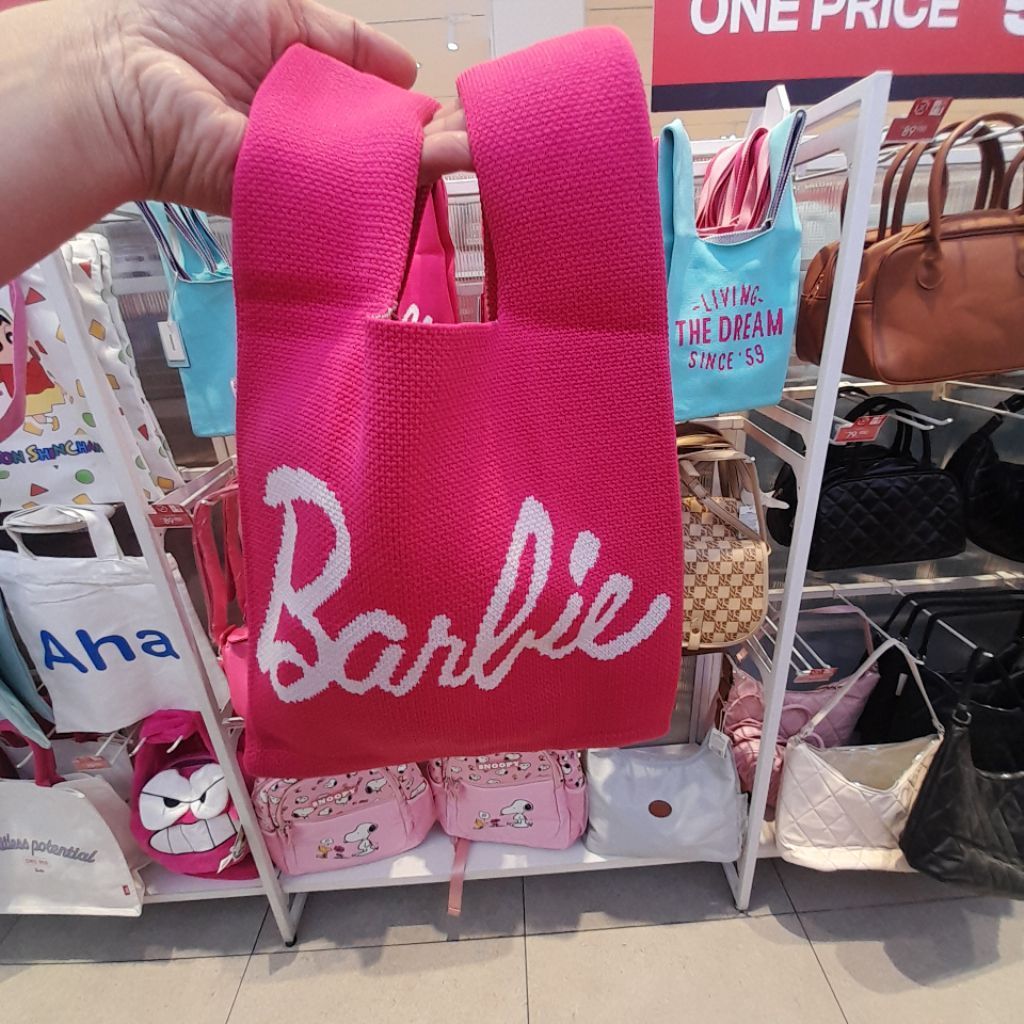 Tas Miniso x Barbie Knitted Hand Bag Barbie Shinning Collection Pink Tosca